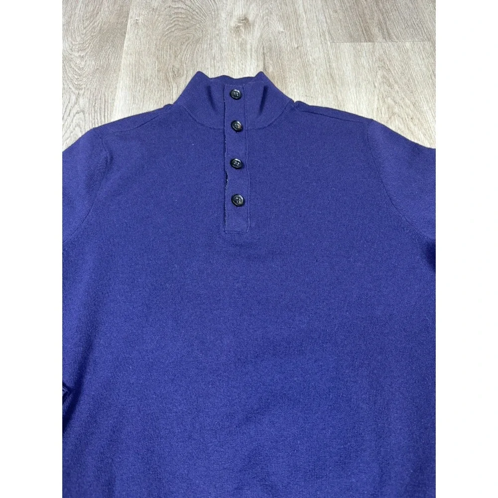 Banana Republic Mens Sweater Mock‎ Neck Button Placket Knit Pullover Casual